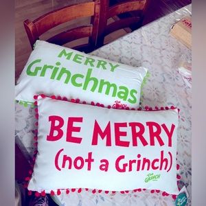 The grinch merry grinchmas and be merry decorative pillows